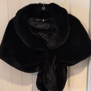 Chanel Black Faux Fur Shawl
